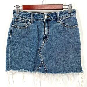 PACSUN Woman's Medium Wash Distressed Y2K Denim Mini Skirt Size 25